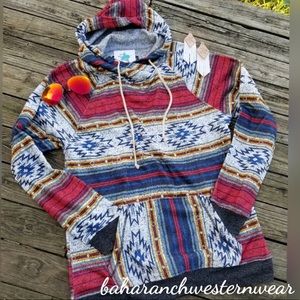 Baha Ranch Western Wear Aztec Hoodie 